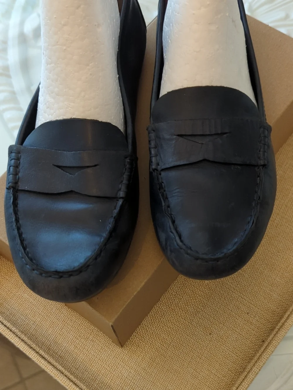 Born Classic Navy Leather Penny Loafers 7